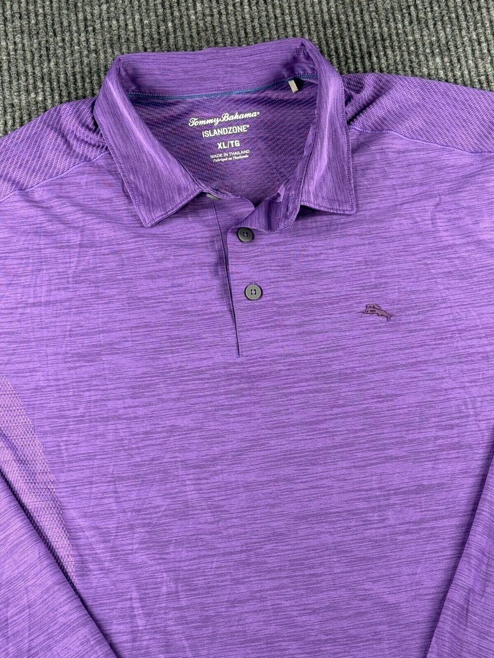 Tommy Bahama Island Zone Performance Polo Mens XL Long Sleeve Purple Vented